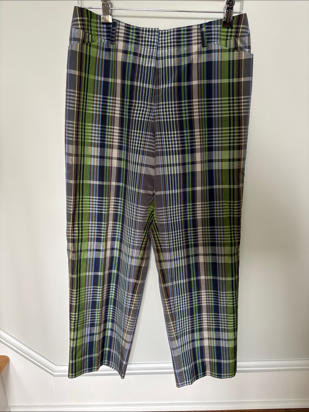 Talbots silk and cotton Plaid Straight ankle length Pants